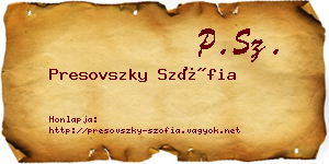 Presovszky Szófia névjegykártya